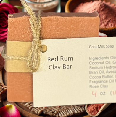 Red Rum Clay With Kaolin Rose Clay Goat Milk Soap Bar